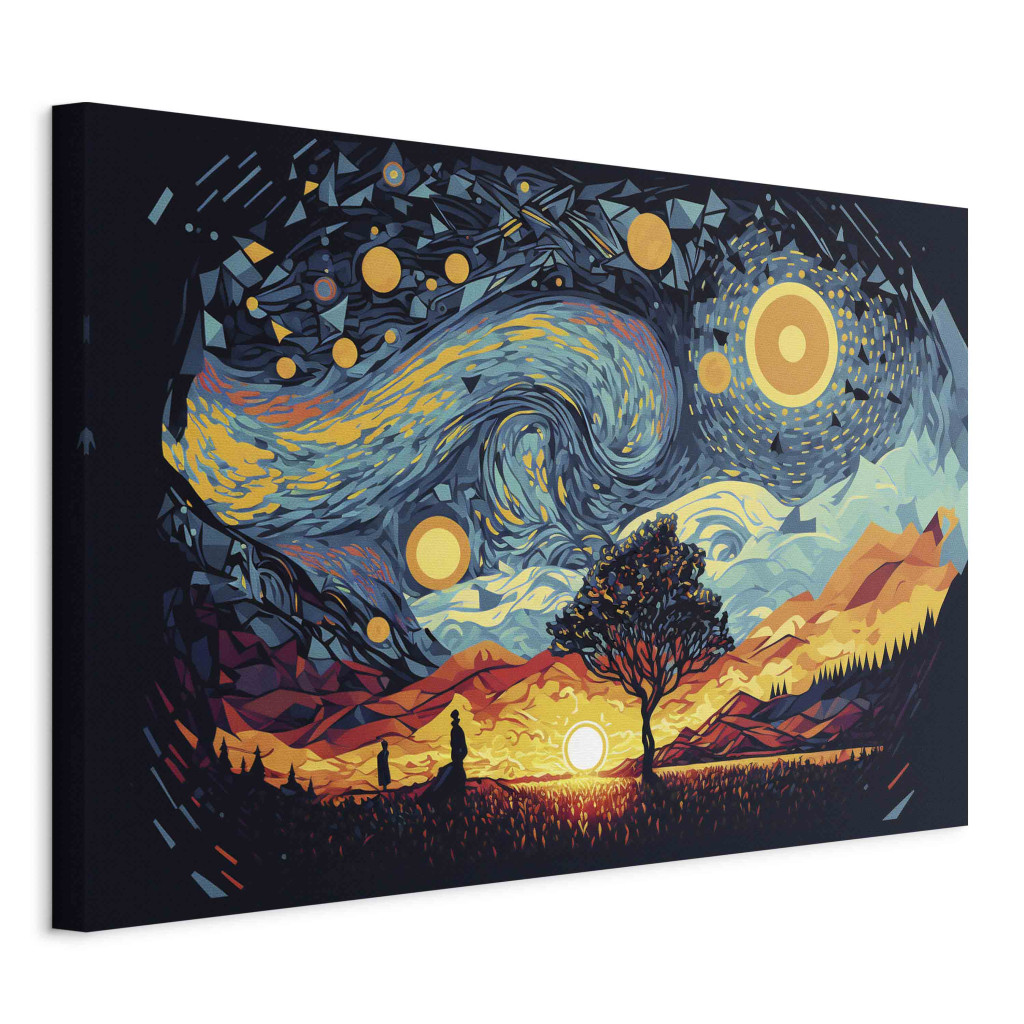 Duży Obraz XXL Wschód Słońca - Kolorowy Pejzaż Inspirowany Twórczością Van Gogha [Large Format]