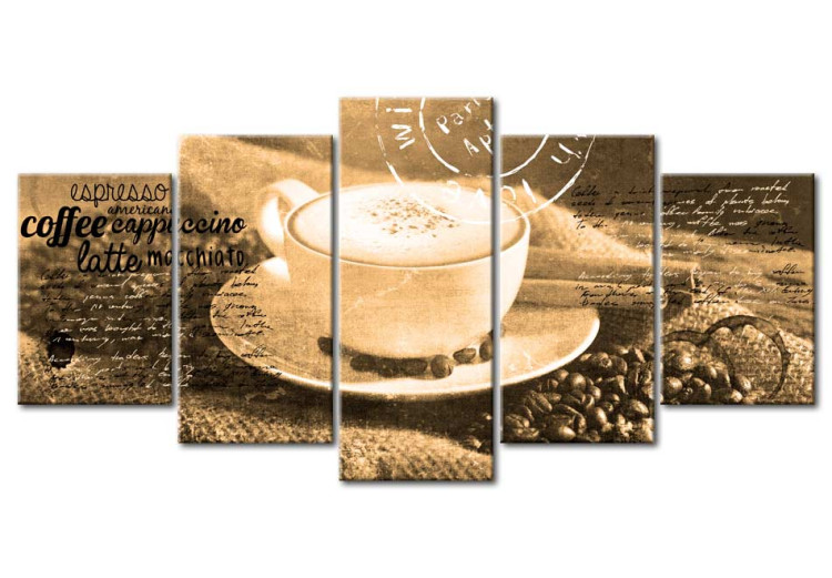 Toile murale Coffe, Espresso, Cappuccino, Latte machiato ... - sepia 50492