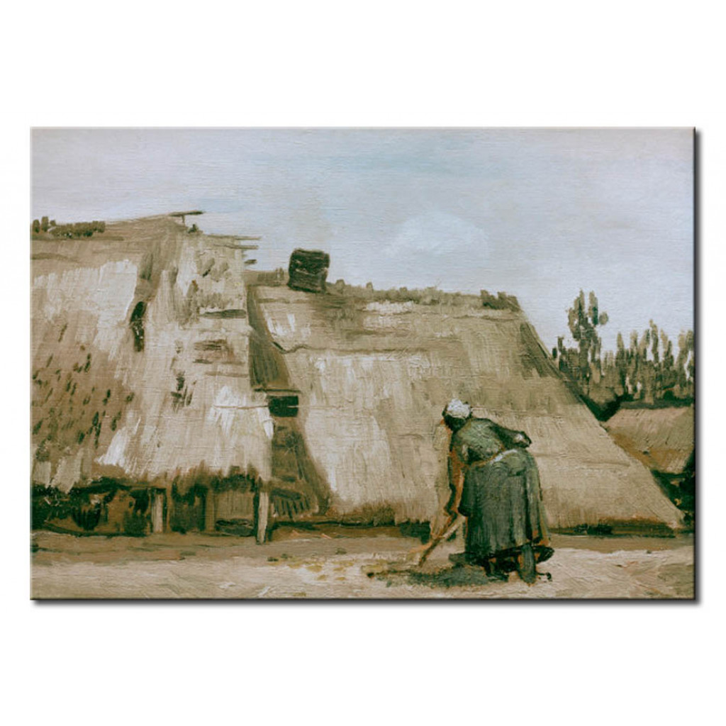 Schilderij  Vincent Van Gogh: Hut With Working Peasant Woman