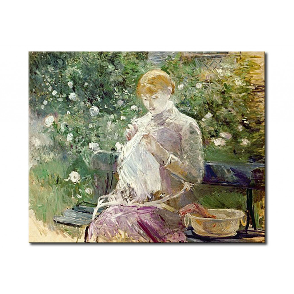Schilderij  Berthe Morisot: Pasie Sewing In Bougival's Garden
