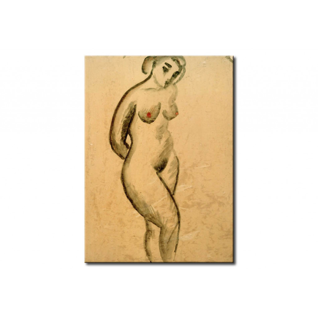 Schilderij  August Macke: Weiblicher Akt, Stehend