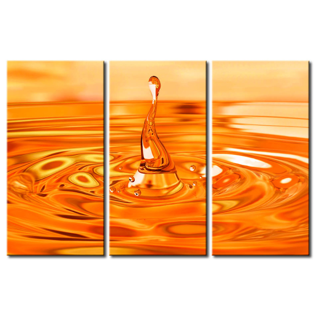 Schilderij  Abstract: Vallende Druppels - Oranje