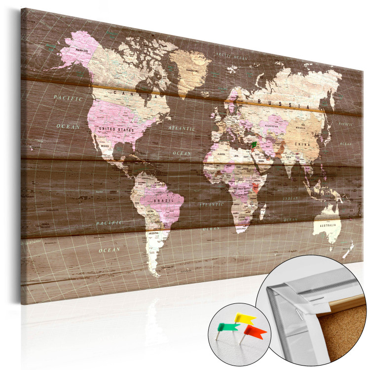 Ozdobna tablica korkowa Drewniany świat [Mapa korkowa] 92192