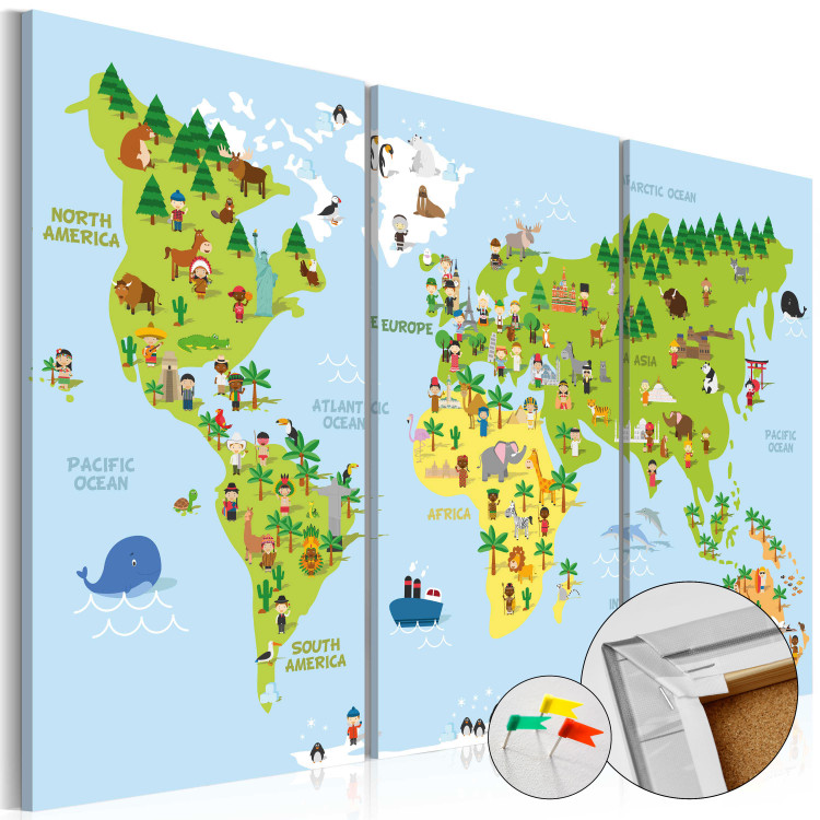 Tablero decorativo en corcho Children's World [Cork Map] 94792