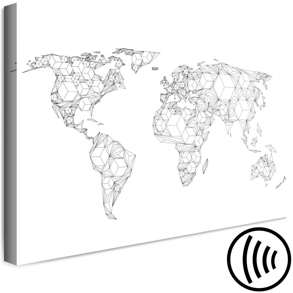 Schilderij  Kaarten Van De Wereld: Continenten In Geometrische Vorm (1-delige Serie) - Vormen Op Een Wereldkaart