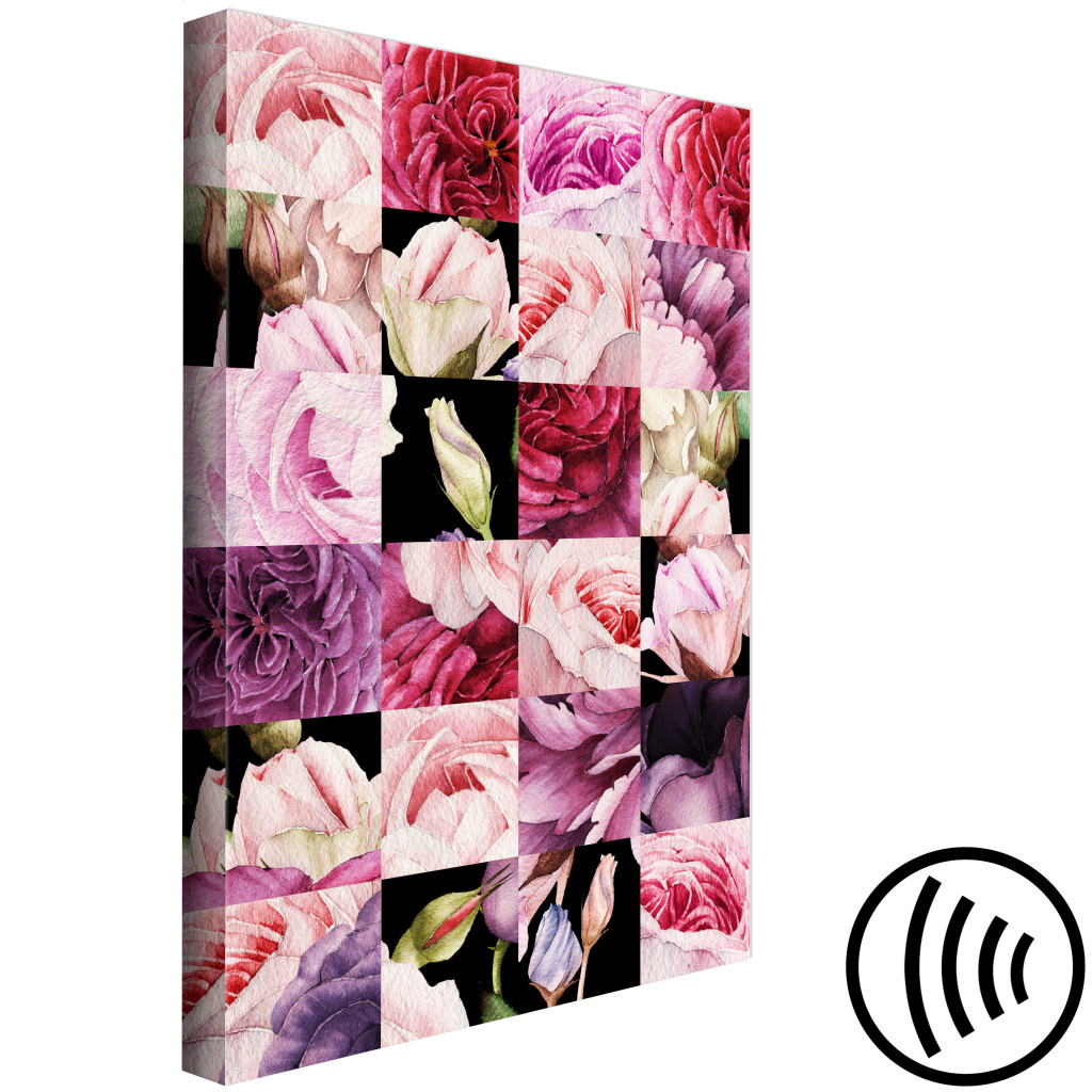 Schilderij  Andere Bloemen: Bloemengekte - Collage Van Roze En Paarse Bloemblaadjes