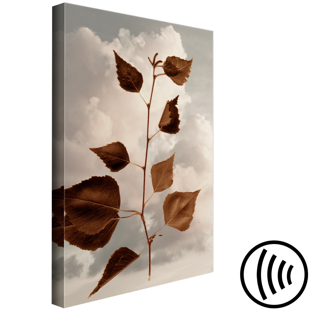 Obraz Jesienna Gałązka Na Tle Nieba - Motyw Botaniczny Z Białymi Obłokami