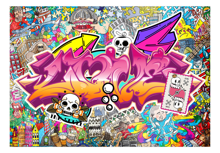 Fototapeta Sztuka ulicy - abstrakcyjny miejski kolorowy mural graffiti z napisem 138603 additionalImage 1