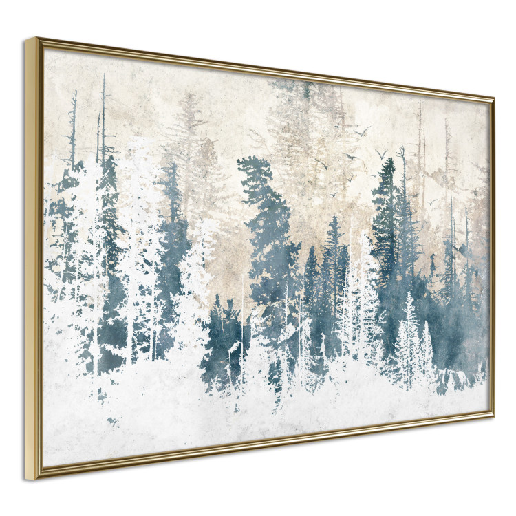 Plakat Abstrakcyjny zagajnik - pejzaż zimowego lasu z błękitnymi drzewami 145303 additionalImage 12