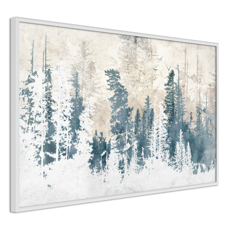 Plakat Abstrakcyjny zagajnik - pejzaż zimowego lasu z błękitnymi drzewami 145303 additionalImage 4