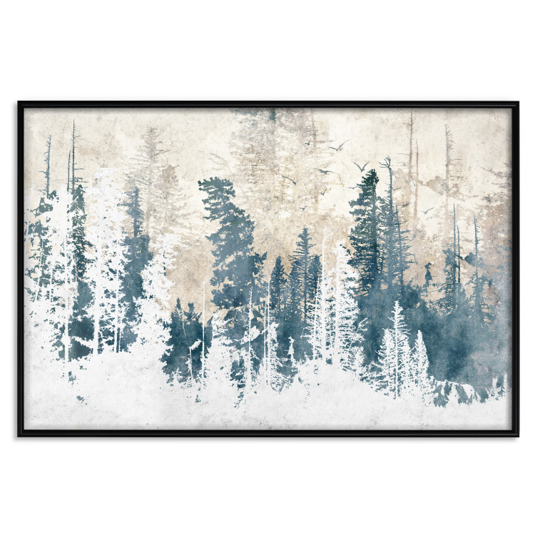 Plakat Abstrakcyjny zagajnik - pejzaż zimowego lasu z błękitnymi drzewami 145303 additionalImage 33