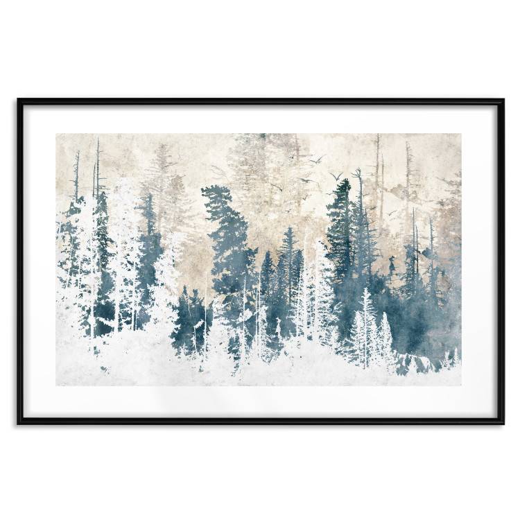 Plakat Abstrakcyjny zagajnik - pejzaż zimowego lasu z błękitnymi drzewami 145303 additionalImage 38