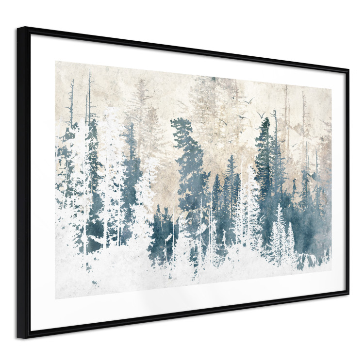 Plakat Abstrakcyjny zagajnik - pejzaż zimowego lasu z błękitnymi drzewami 145303 additionalImage 5