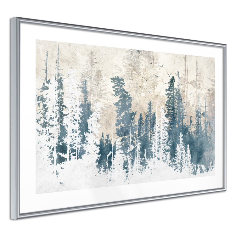 Plakat Abstrakcyjny zagajnik - pejzaż zimowego lasu z błękitnymi drzewami 145303 additionalImage 9