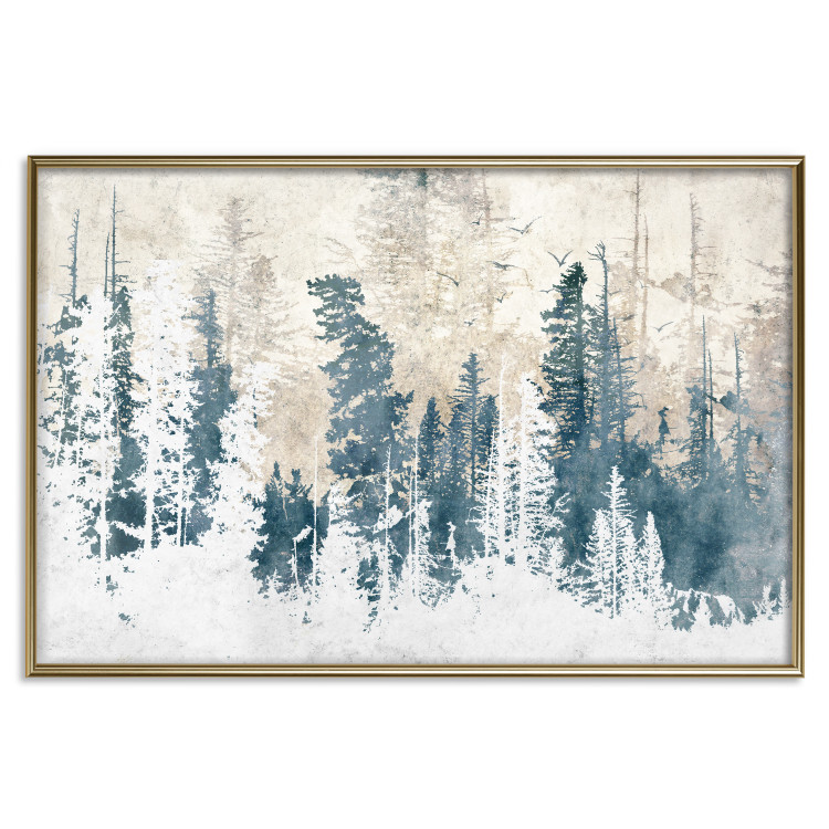 Plakat Abstrakcyjny zagajnik - pejzaż zimowego lasu z błękitnymi drzewami 145303 additionalImage 35