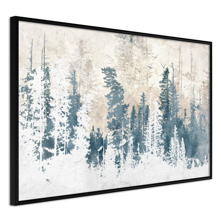 Plakat Abstrakcyjny zagajnik - pejzaż zimowego lasu z błękitnymi drzewami 145303 additionalImage 6