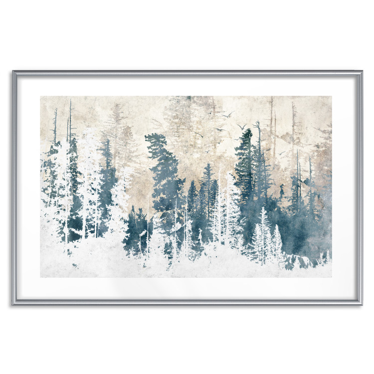 Plakat Abstrakcyjny zagajnik - pejzaż zimowego lasu z błękitnymi drzewami 145303 additionalImage 43