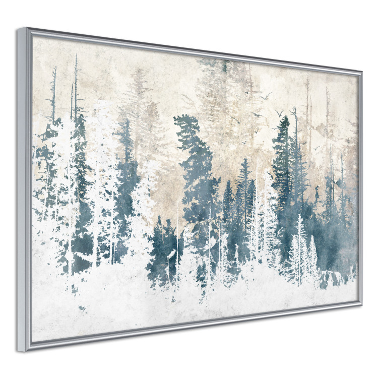 Plakat Abstrakcyjny zagajnik - pejzaż zimowego lasu z błękitnymi drzewami 145303 additionalImage 10