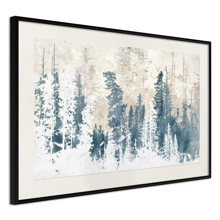 Plakat Abstrakcyjny zagajnik - pejzaż zimowego lasu z błękitnymi drzewami 145303 additionalImage 11