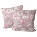 Sammets kudda Spring charm - vintage-style rose and magnolia on dark pink background 147103 additionalThumb 3