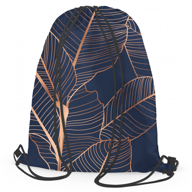 Mochila Leafy abstraction - plant theme presented on a dark blue background 147503