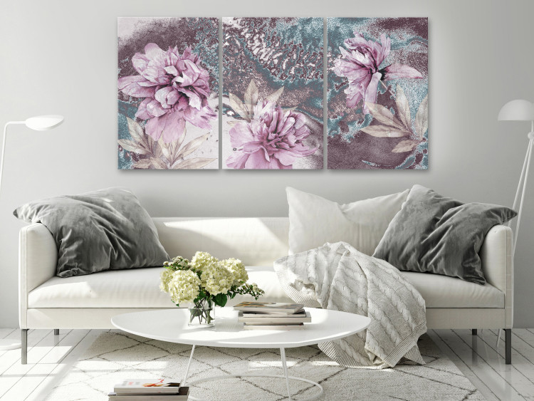 Quadro moderno Peonies in Bloom - Floral Composition in Blue 149803 additionalImage 3