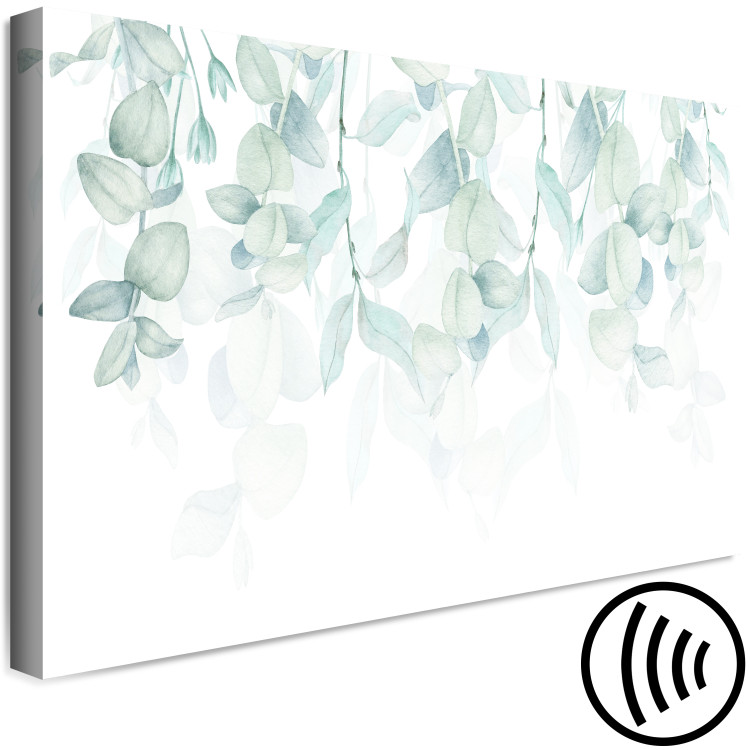 Canvas Art Print Pastel Vegetation - Green Leaves on Twigs on a White Background 150403 additionalImage 6