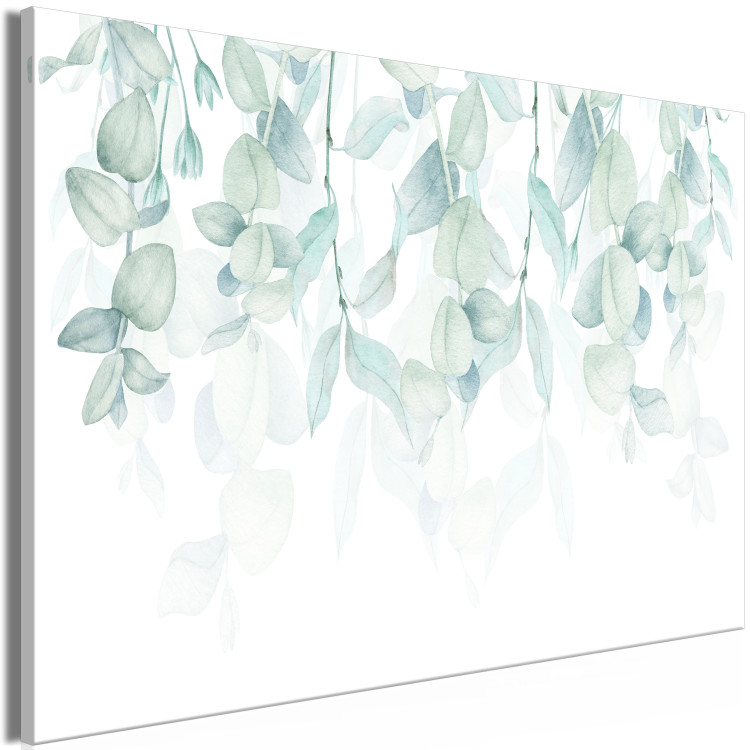 Canvas Art Print Pastel Vegetation - Green Leaves on Twigs on a White Background 150403 additionalImage 2