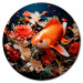 Rund tavla I Will Grant Your Three Wishes - Goldfish Against a Background of Flowers in the Water 151603