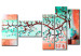 Cuadro moderno Oriente (5 piezas) - zen con planta expansiva en fondo azul 48203