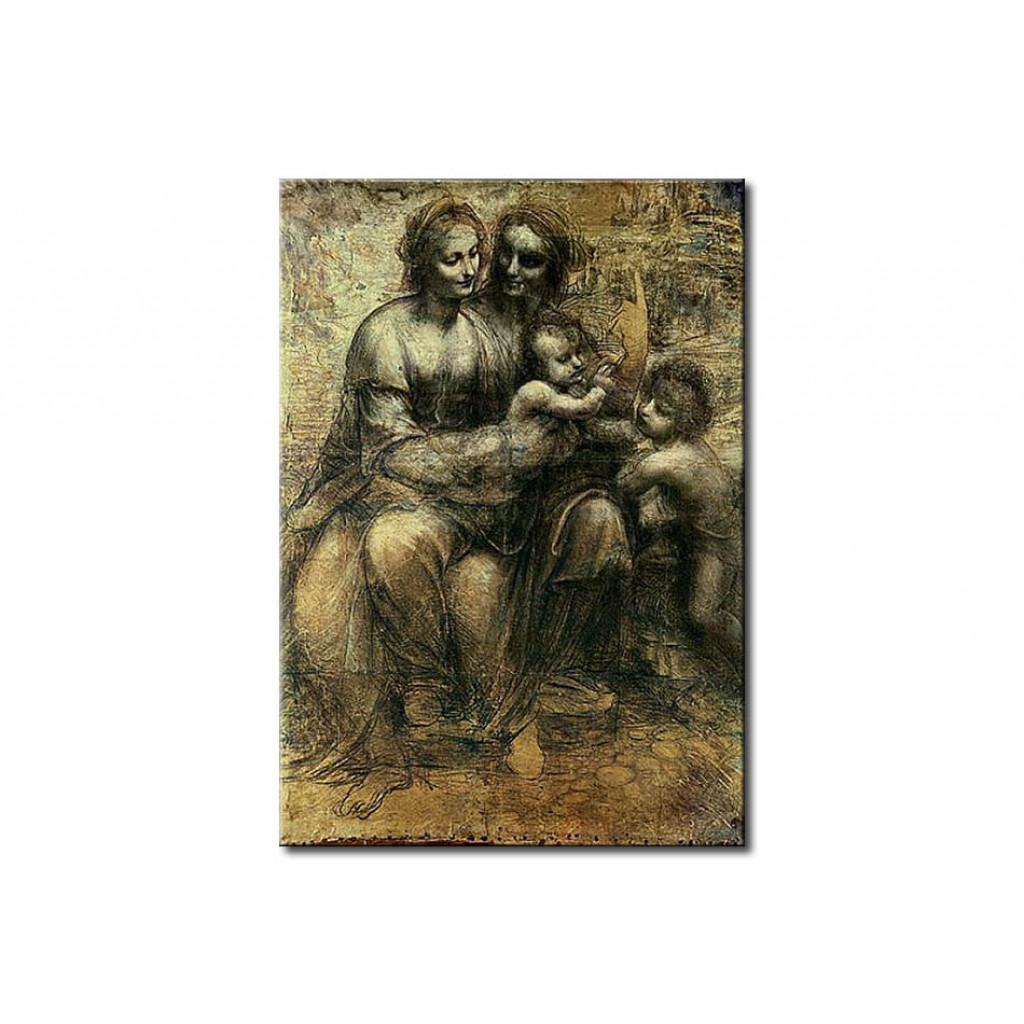 Schilderij  Leonardo Da Vinci: The Virgin And Child With SS. Anne And John The Baptist