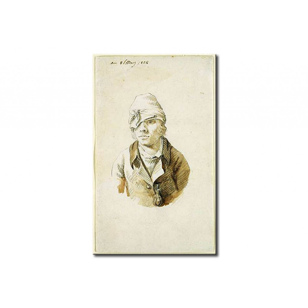 Schilderij  Caspar David Friedrich: Self Portrait With Cap And Eye Patch