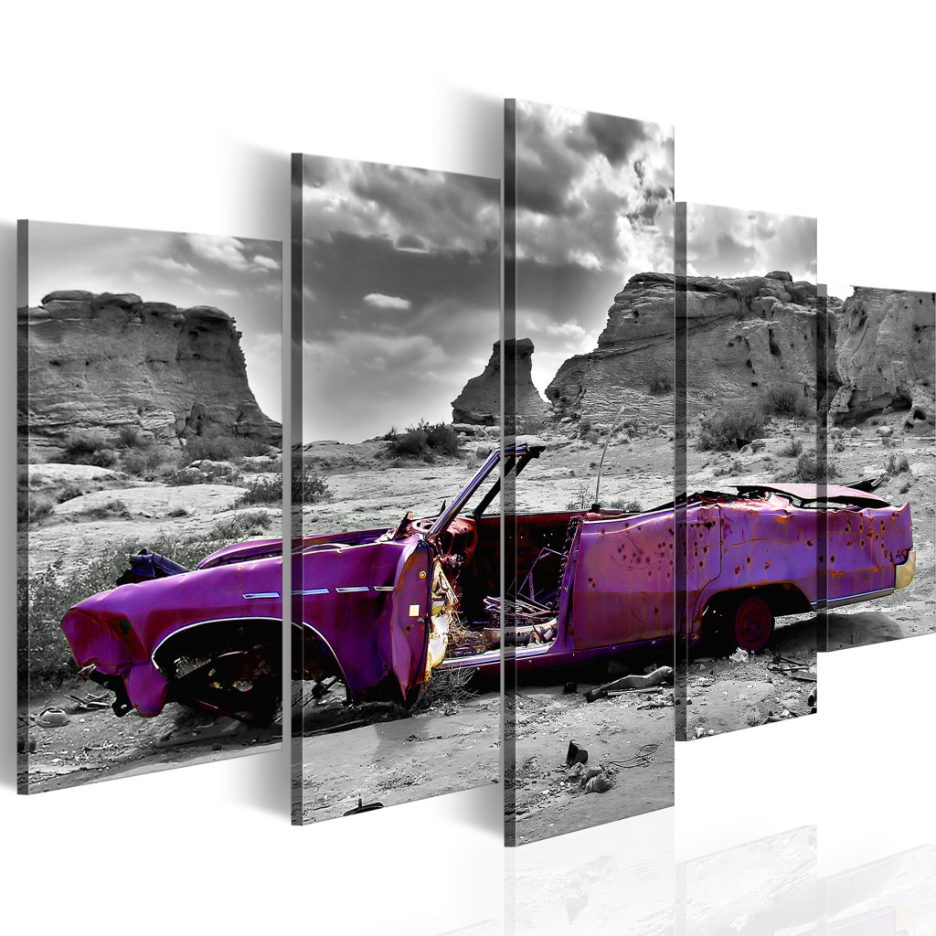 Obraz Samochód W Stylu Retro Na Pustyni Kolorado - 5 Części