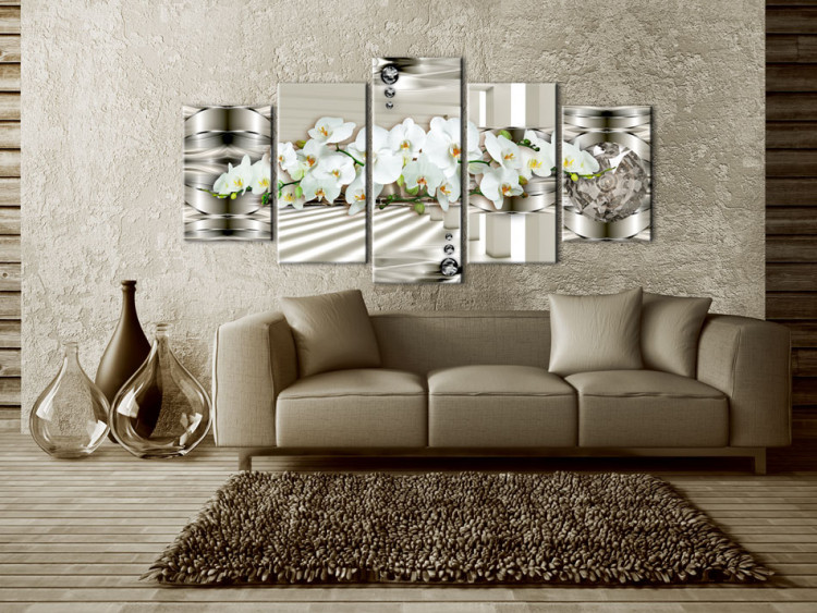 Giant Art Canvas 30x40 White Orchid III Framed in White 