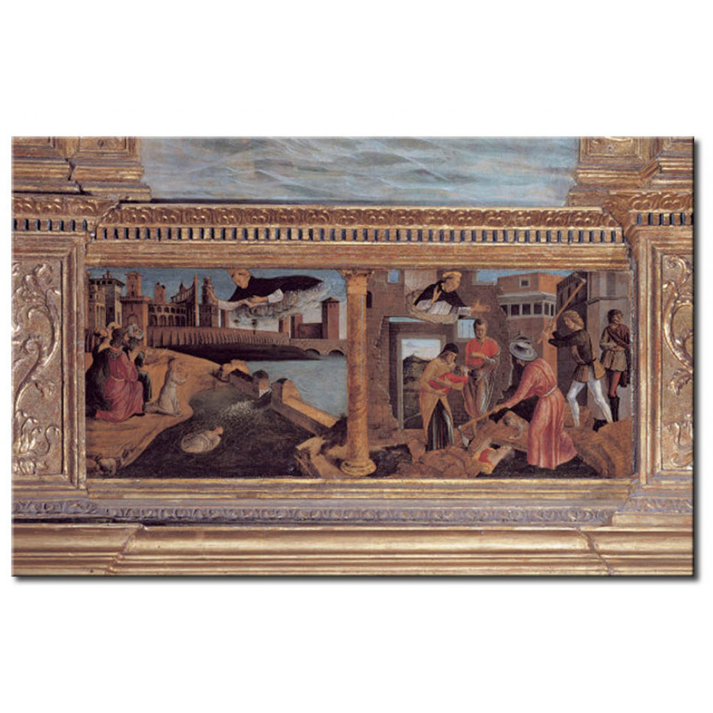 Schilderij  Giovanni Bellini: Two Scenes From The Life Of Saint Vincenzo Ferrer (Vincentius Ferrerius)