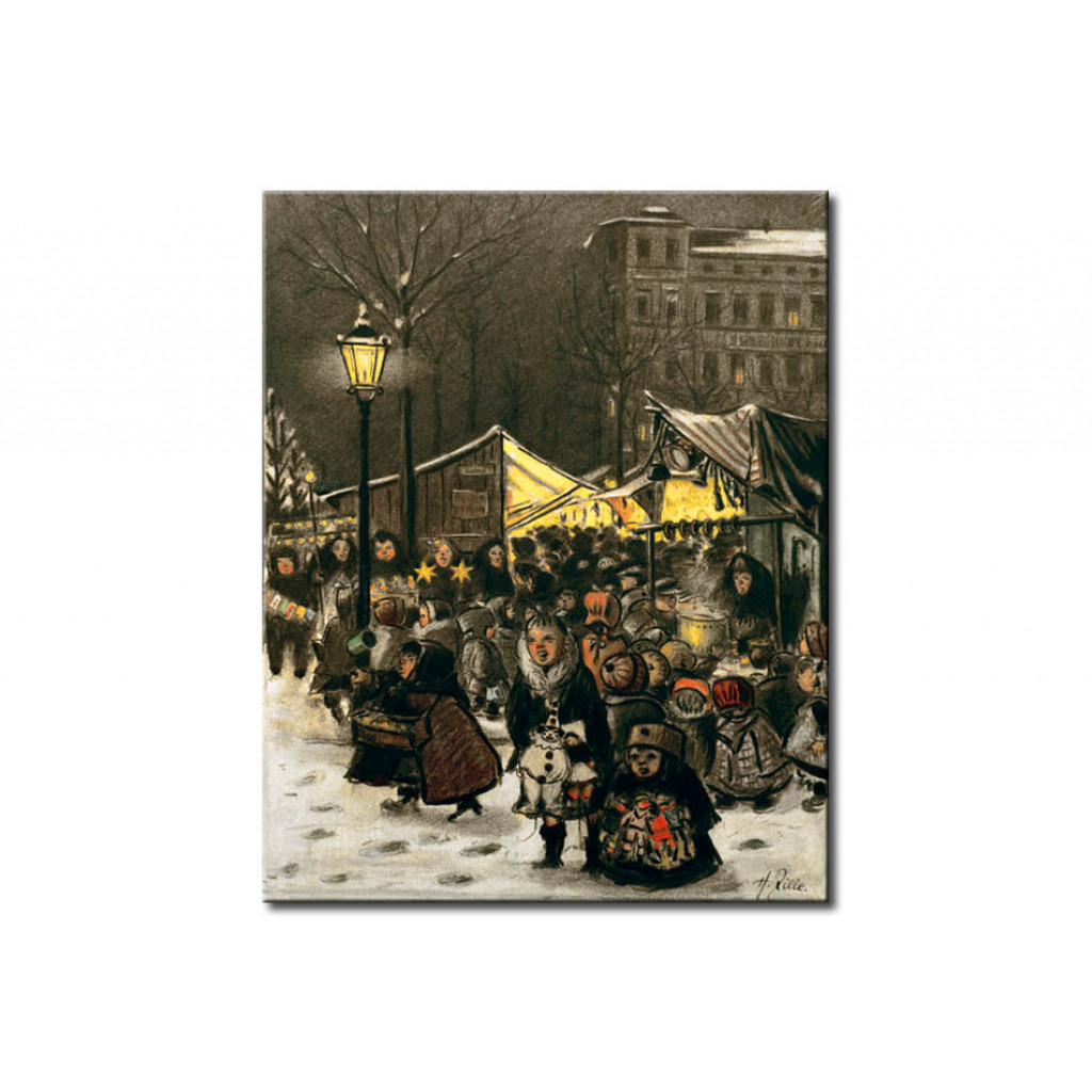 Schilderij  Heinrich Zille: Weihnachtsmarkt Am Arkonaplatz