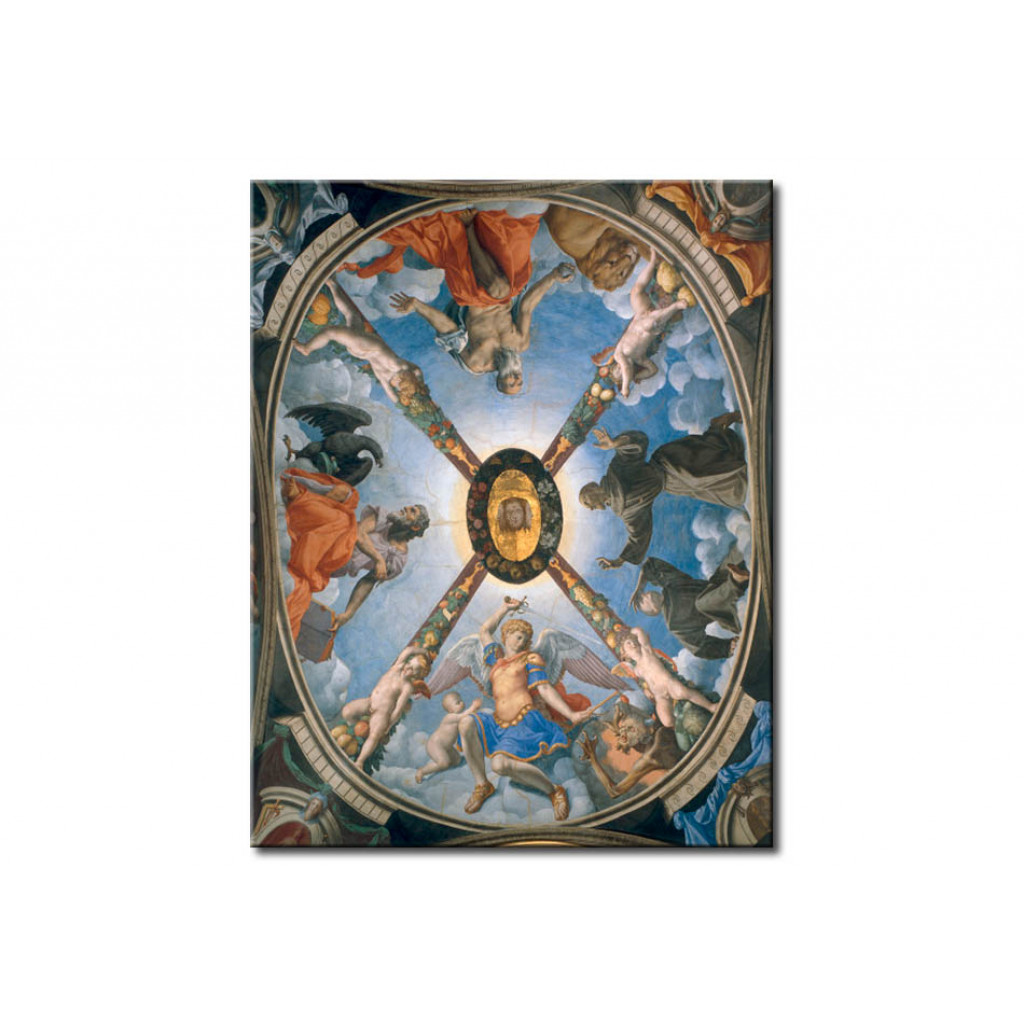 Målning The Trinity Amongst Saints Francis, Anthony, Hieronymus And The Archangel Michael