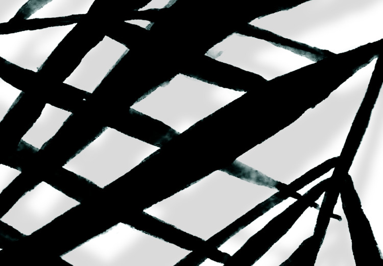 Obraz Relaks pod palmą - liście tropikalnej rośliny w czarno-białym minimalistycznym stylu 119013 additionalImage 5