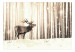 Fotomural Cervos na floresta - paisagem da floresta invernal com veados sobre um fundo de árvores em cor sépia 126813 additionalThumb 1