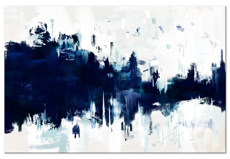 Temerity Boost Bemiddelaar Schilderij Blauw in wit - abstractie met klassieke blauwe strepen - Abstract  - Schilderijen