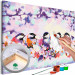 Paint by number Happy Tit - Birds on the Branch, Cherry Blossoms and Purple Spots 144613