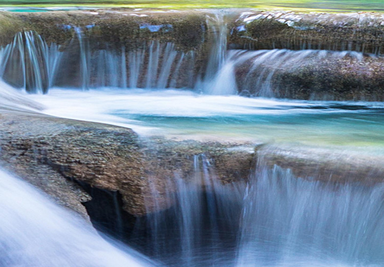Round Canvas Celadon Waterfalls - Rushing River Among Dense Trees 148613 additionalImage 2