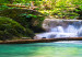 Round Canvas Celadon Waterfalls - Rushing River Among Dense Trees 148613 additionalThumb 4