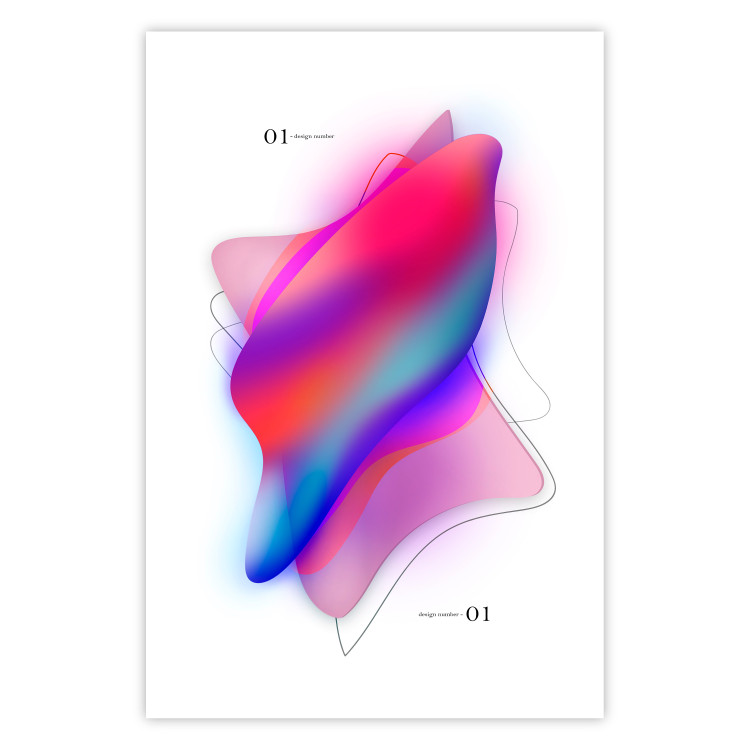 Wall Poster Abstraction - Uneven Convex Shapes in Shades of Cobalt and Pink 149713