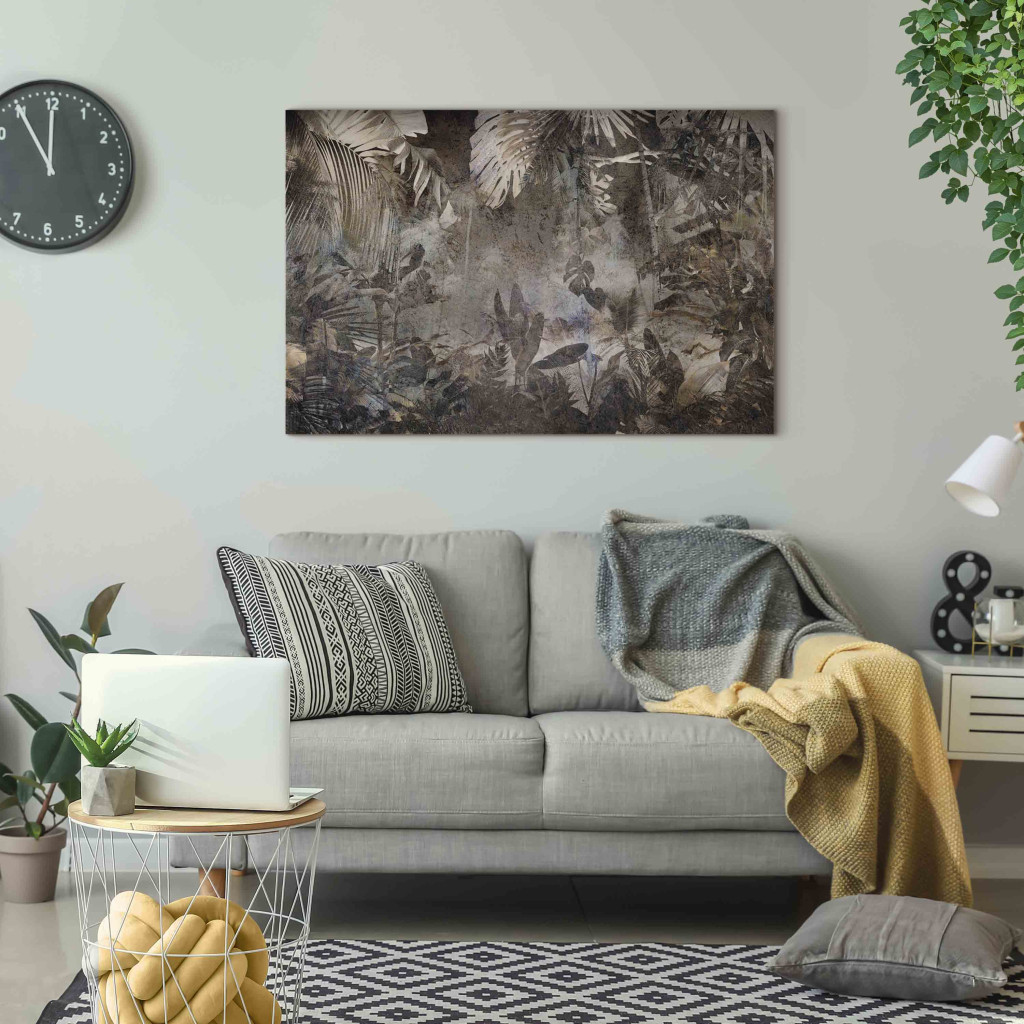 Quadro Mysterious Jungle - A Brown Composition Full Of Wild Plants