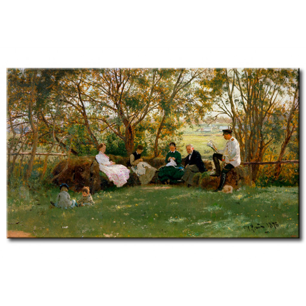 Schilderij  Ilja Repin: Auf Einer Rasenbank