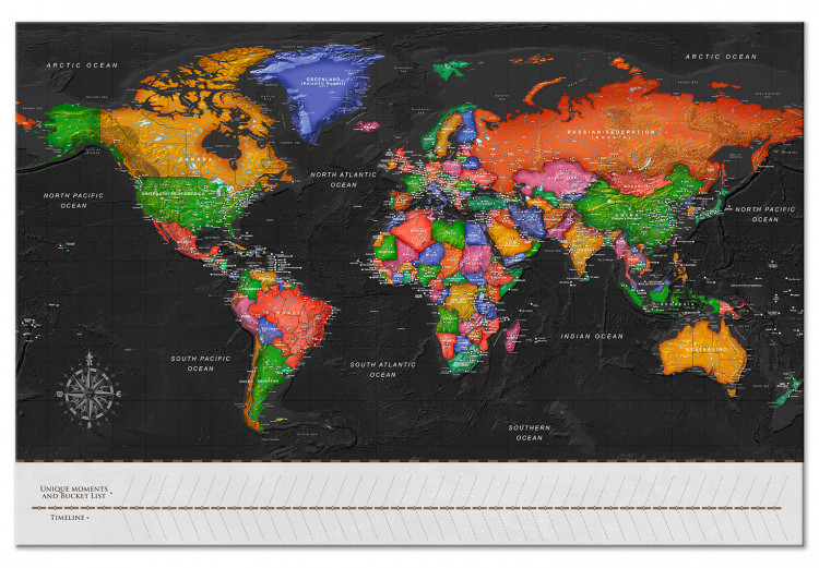 Decoratief prikbord Map with Timelime (Black) [Cork Map] 114223 additionalImage 2