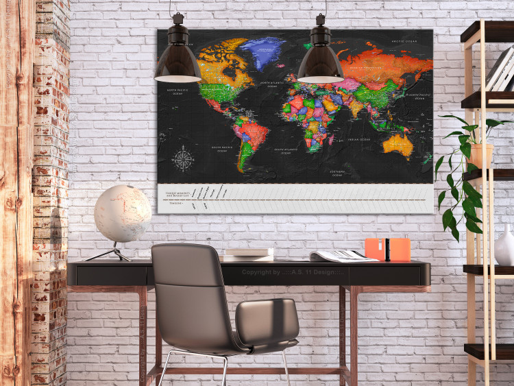 Decoratief prikbord Map with Timelime (Black) [Cork Map] 114223 additionalImage 4