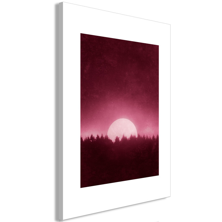 Quadro contemporaneo Luna piena - cielo notturno sopra la foresta densa nei toni del rosso 117523 additionalImage 2