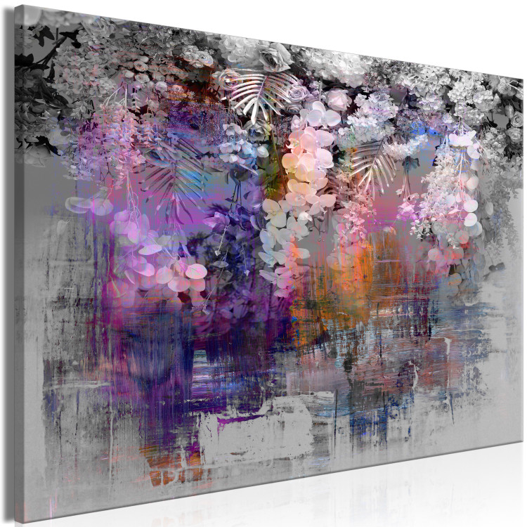 Målning Modern trädgård - komposition med blommor och abstrakt mönster 135823 additionalImage 2